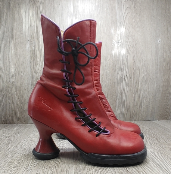 John Fluevog Red Lace Up Boots - Picture 2 of 10